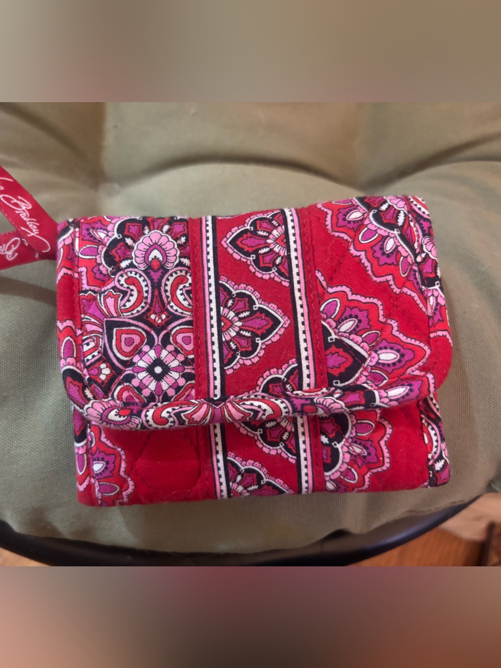 Vera Bradley Red Pink Paisley Quilted Wallet